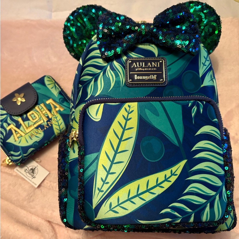 Disney Aulani Loungefly Backpack and Wallet Bundle